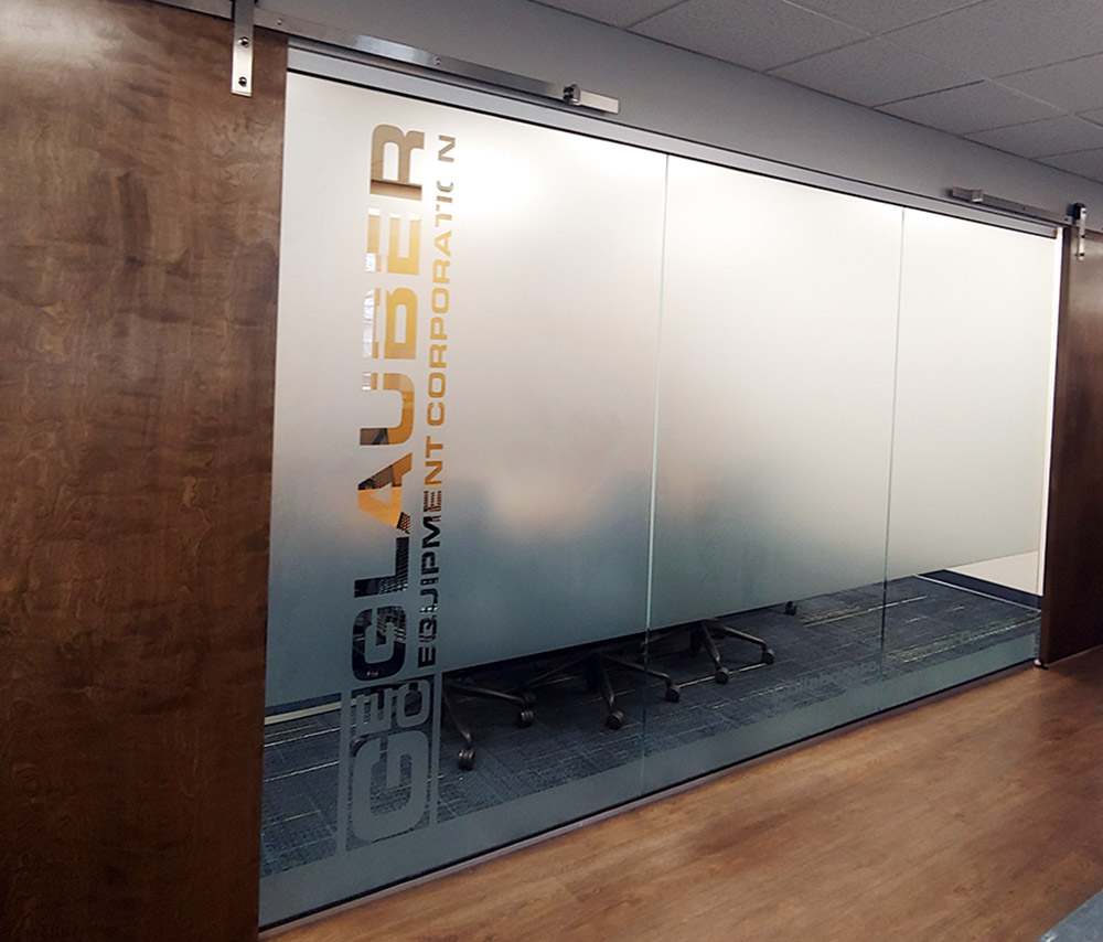 Etched glass for Glauber conference room