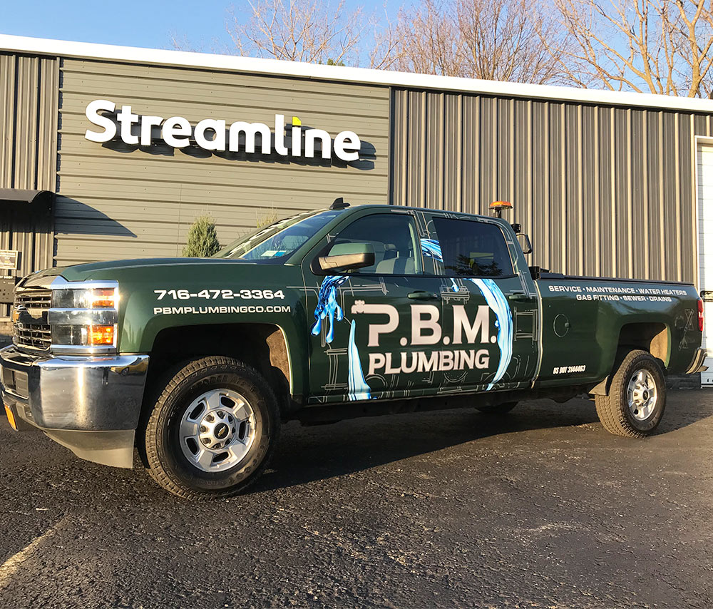 PBM Plumbing truck graphics