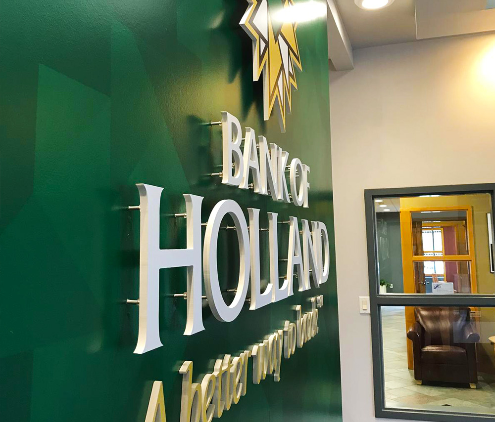 Bank of Holland wall wrap and dimensional lettering