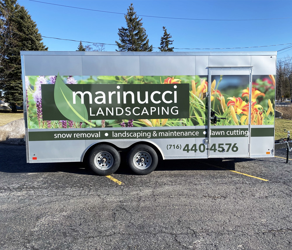 Marinucci Landscaping trailer graphics
