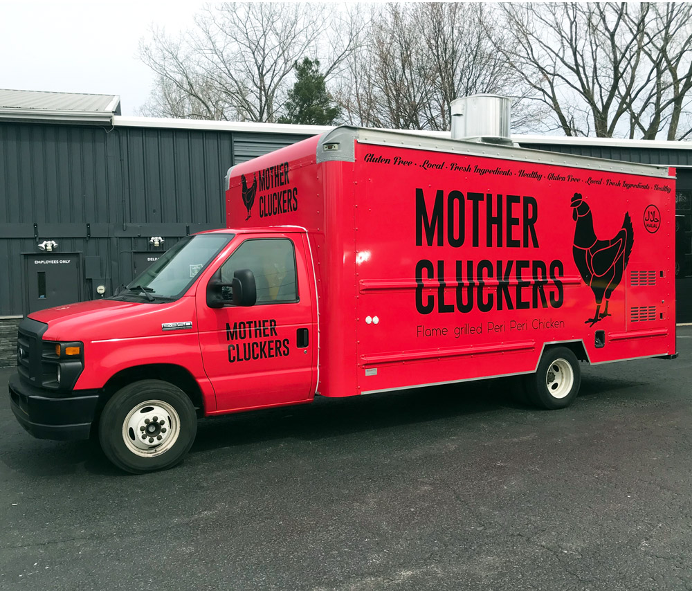 Mother Cluckers food truck wrap