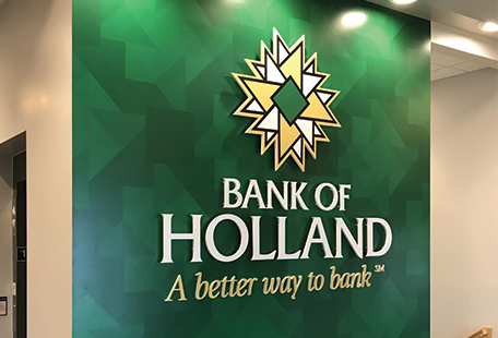 Bank of Holland wall wrap and dimensional signage