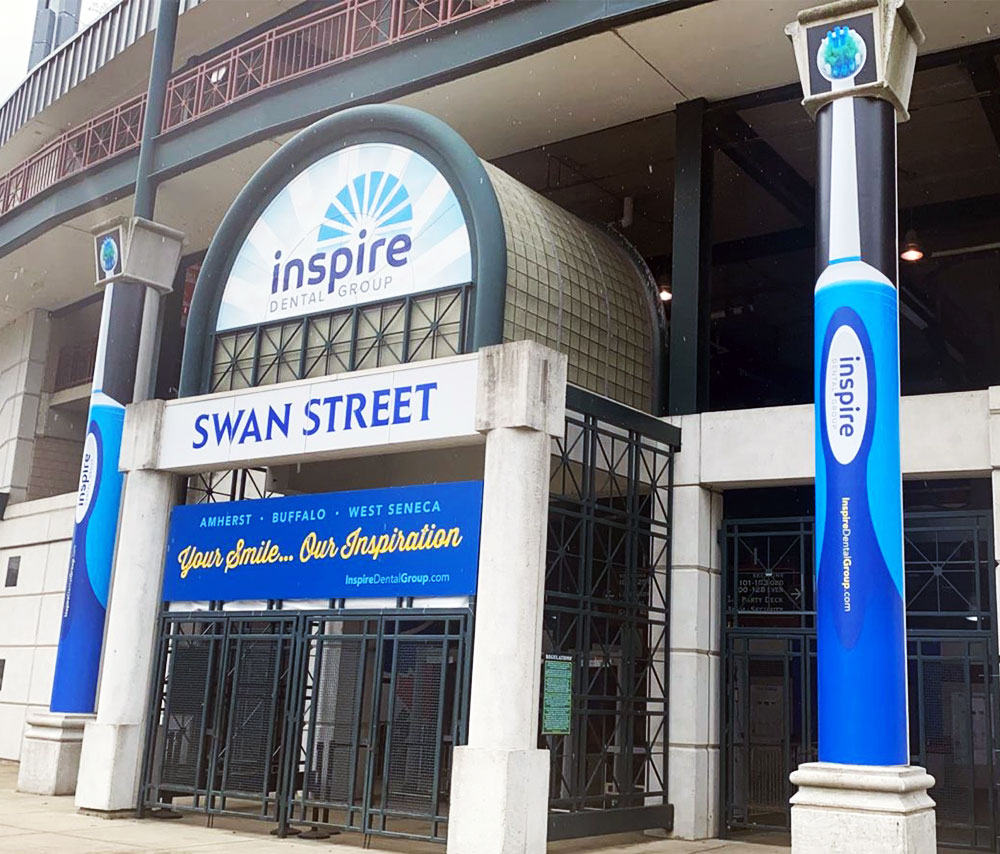 Bisons Swan Street entrance graphics