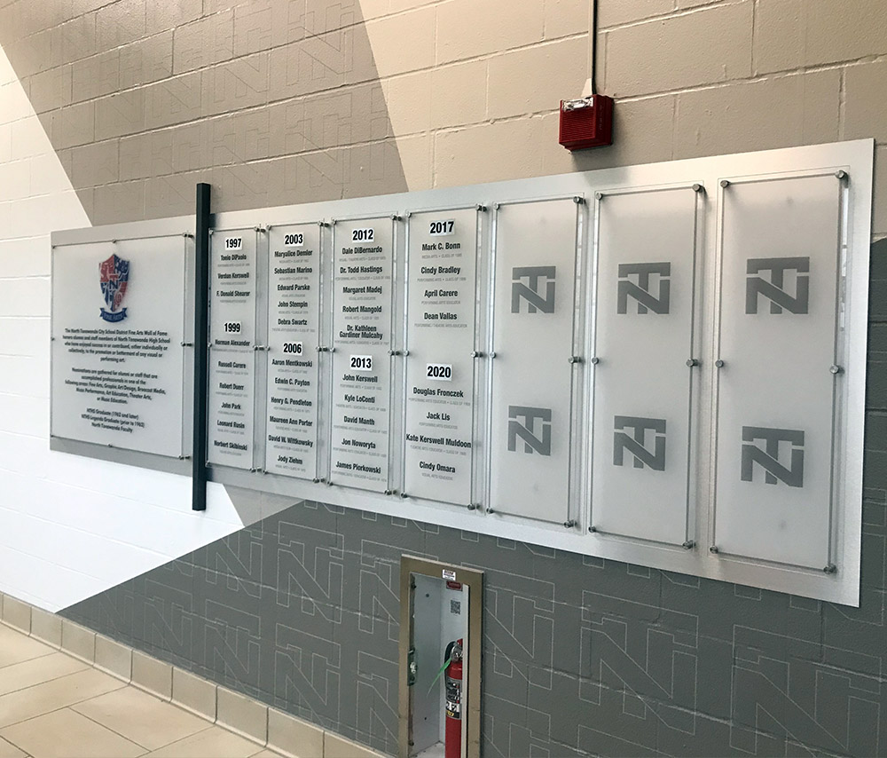 NTHS Wall of Fame hallway display