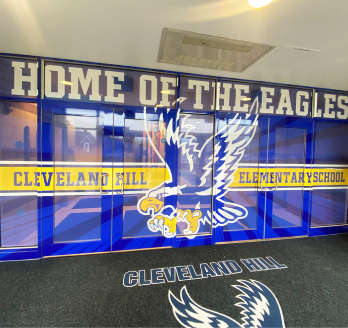 Cleve-Hill Elementary entrance graphics