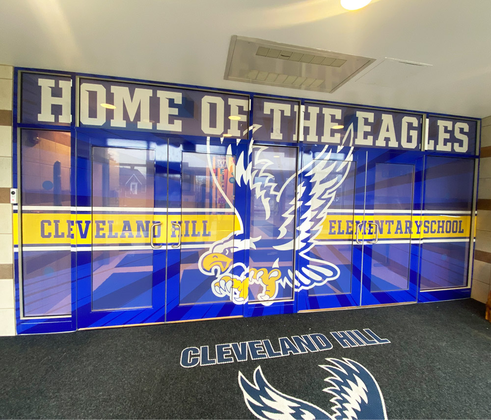 Cleve-Hill Elementary entrance graphics