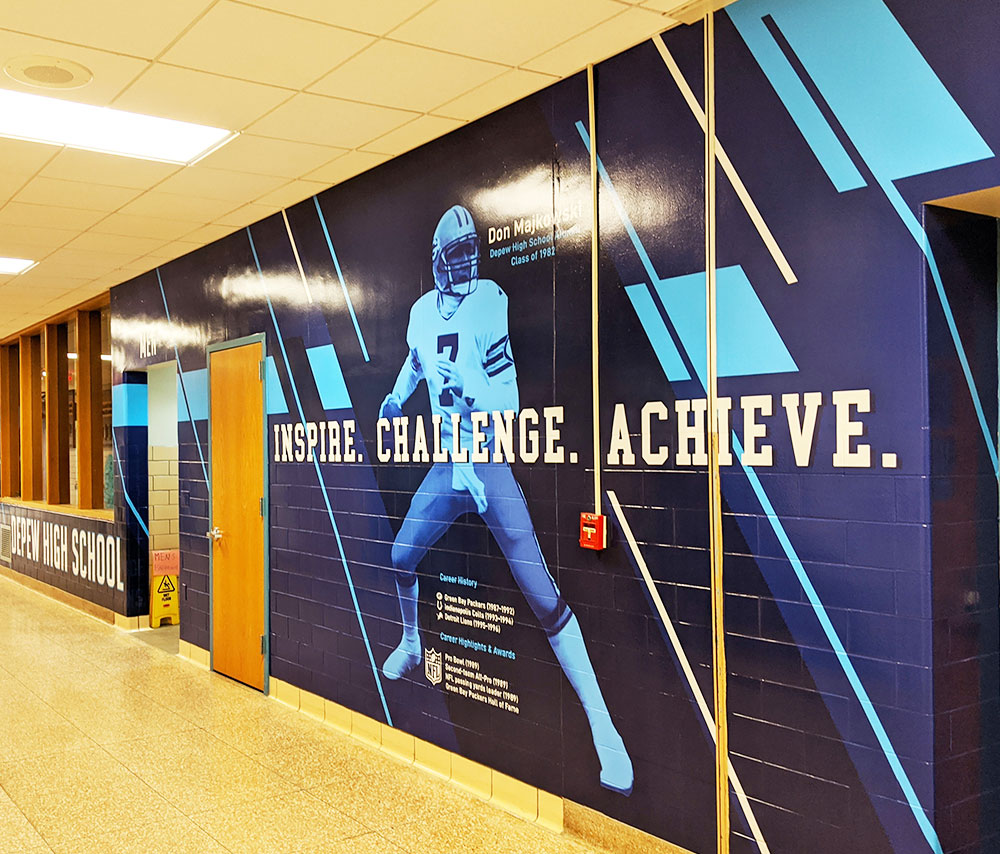 Depew High School hallway graphics