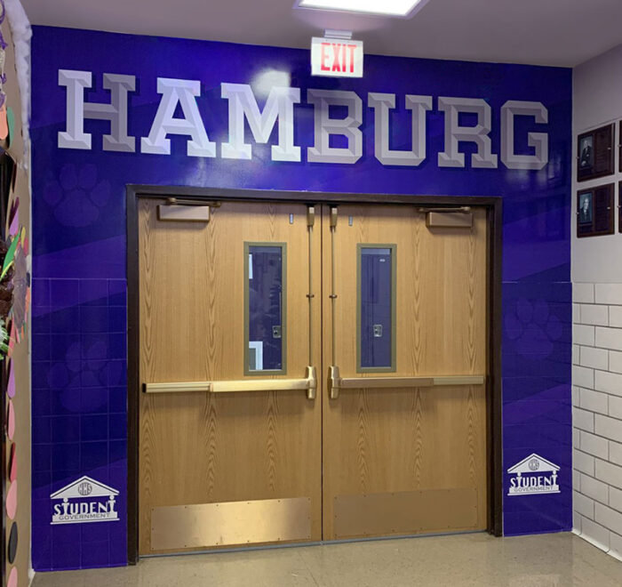 Hamburg High School doorway graphics