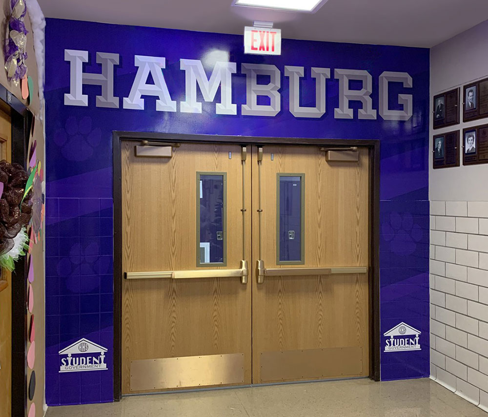 Hamburg High School doorway graphics