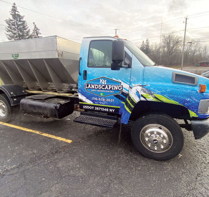 KH Landscaping salt truck vehicle wrap
