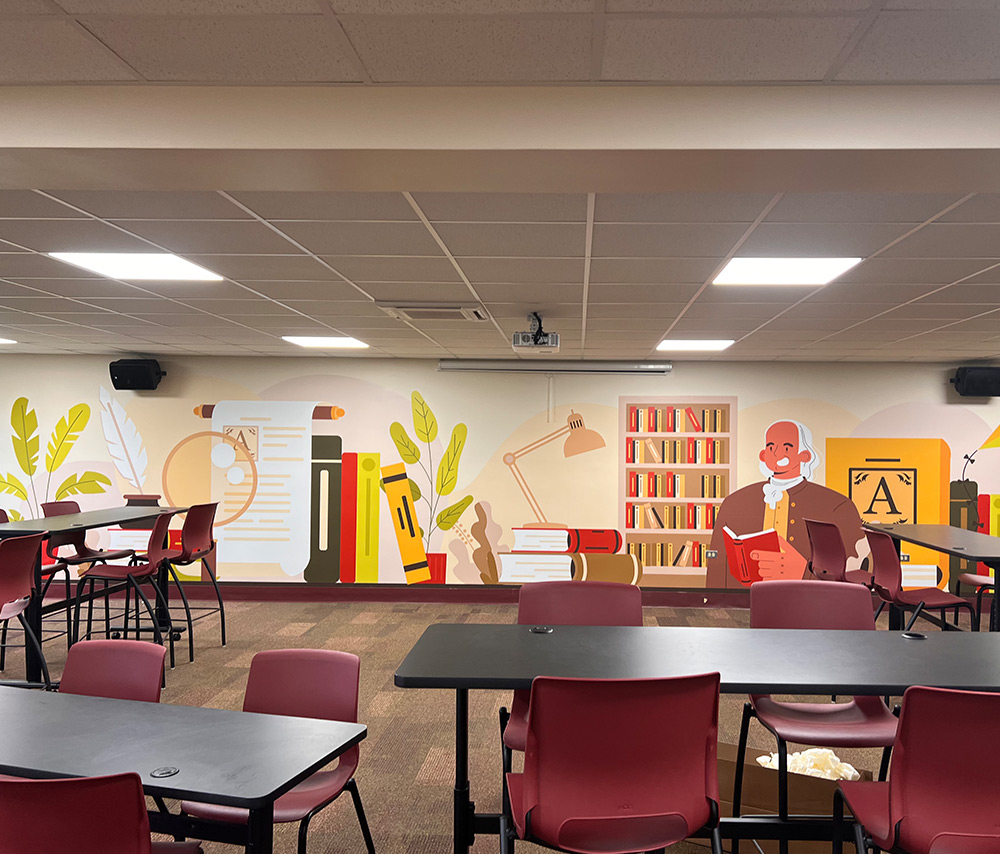 Ben Franklin library wall graphics