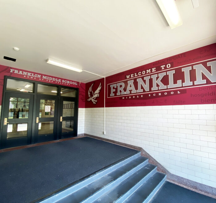 Franklin Middle entrance wall graphics