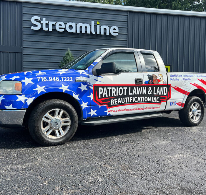 Patriot Lawn and Land Truck Wrap