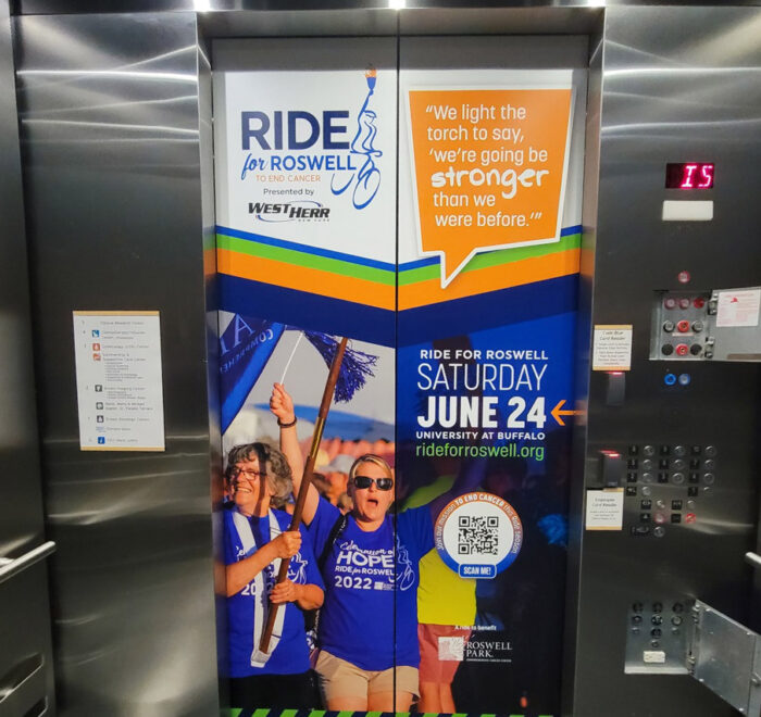 Roswell Park Ride for Roswell elevator wraps