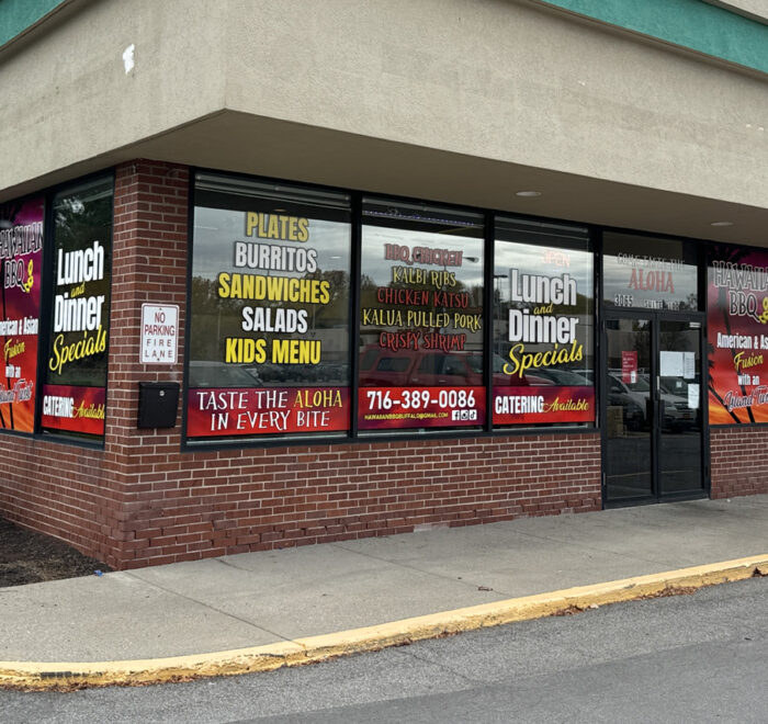 Hawaiian BBQ window graphics